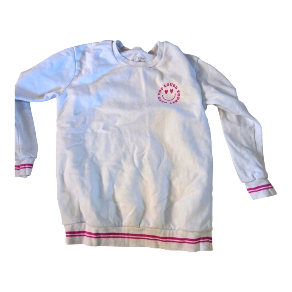 White Sweatshirt with Pink Accents girls size medium